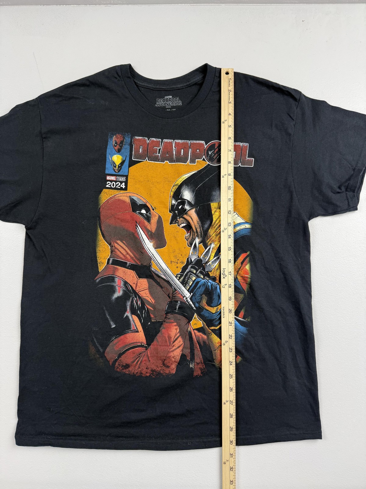 Mad Engine Shirt Mens XL Black Deadpool Wolverine 2024 Graphic Tee Marvel Movie