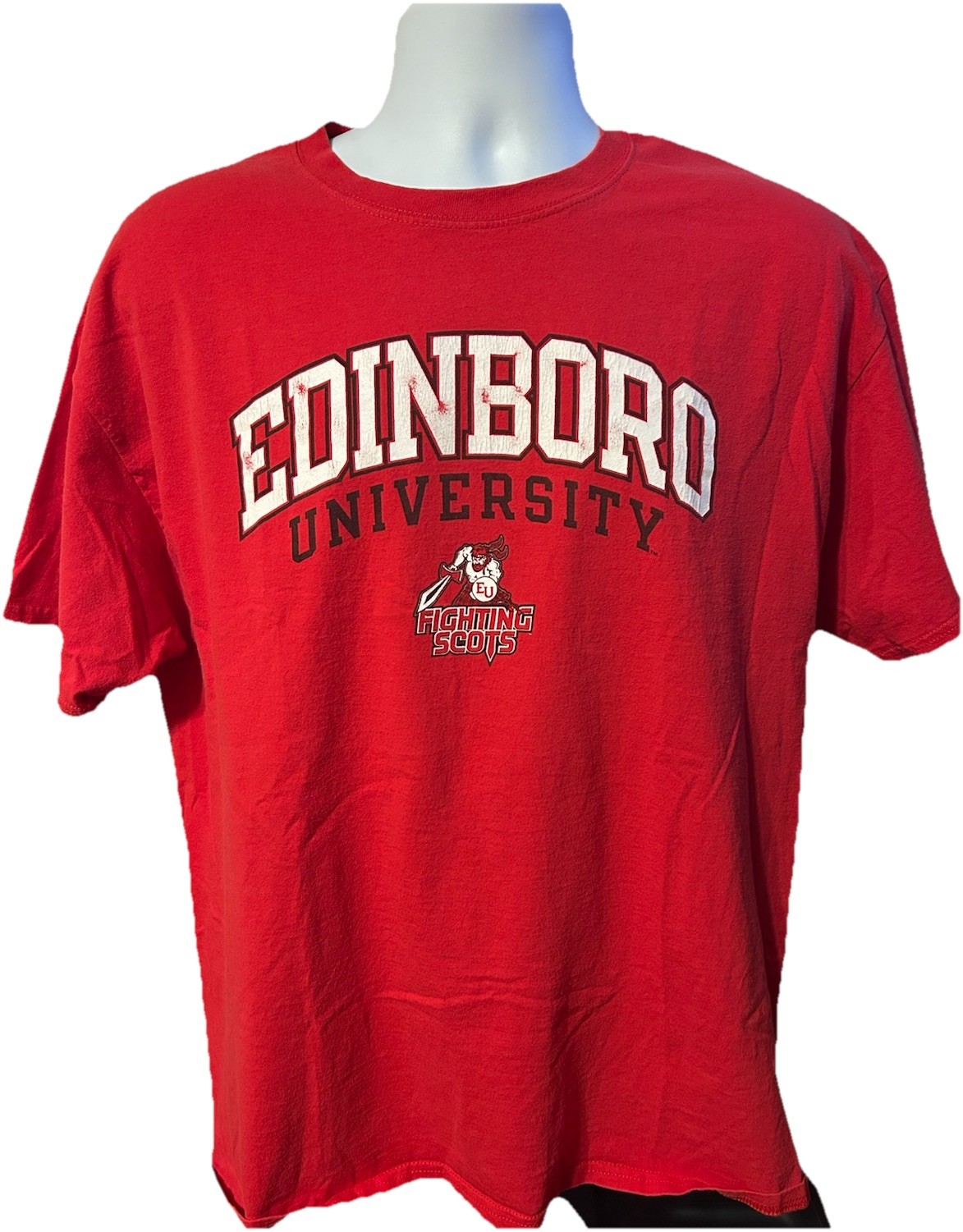 Y2K Edinboro University Fighting Scots Russell Shirt Men XL Red Short Sleeve