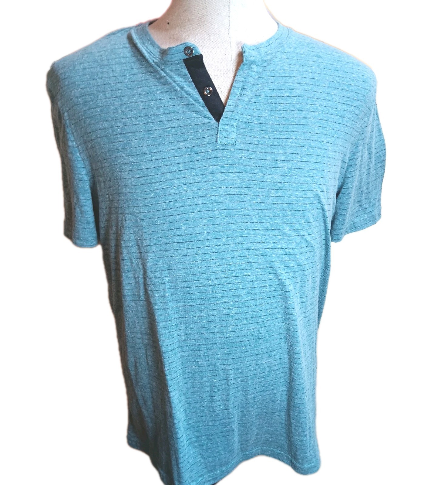 Threads 4 Thought Henley Short Sleeve Striped T-Shirt Eco Friendly Medium M
