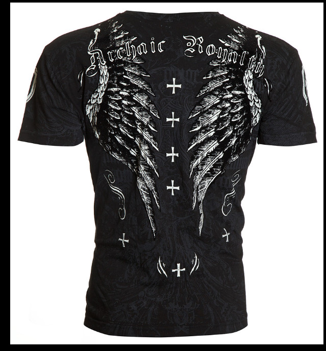 ARCHAIC by AFFLICTION Black LIBERTY Short Sleeve Slim Fit Y2K T-shirt NWT