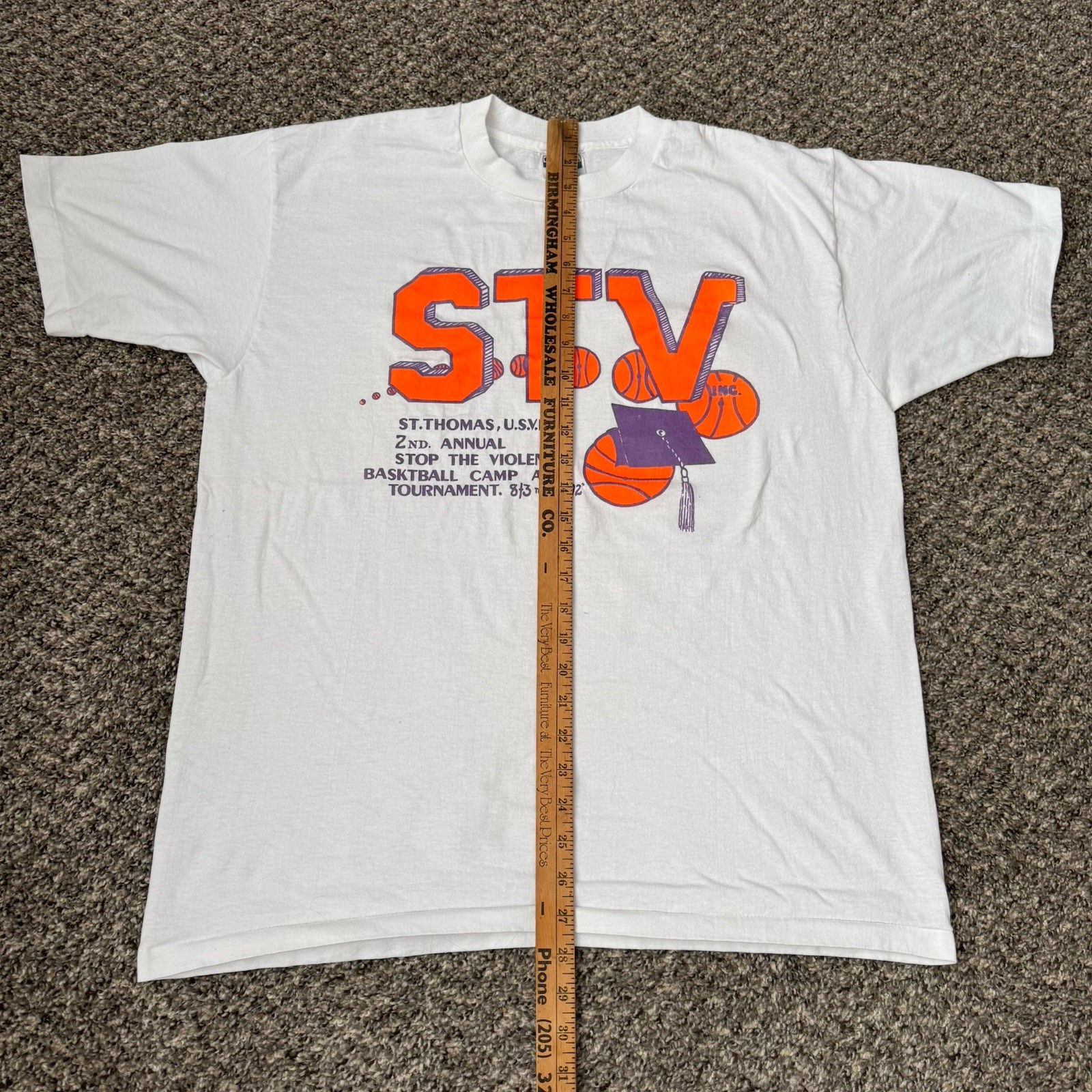 Vintage Stop The Violence Basketball T Shirt Men’s XL 90s Hanes St Thomas Tee