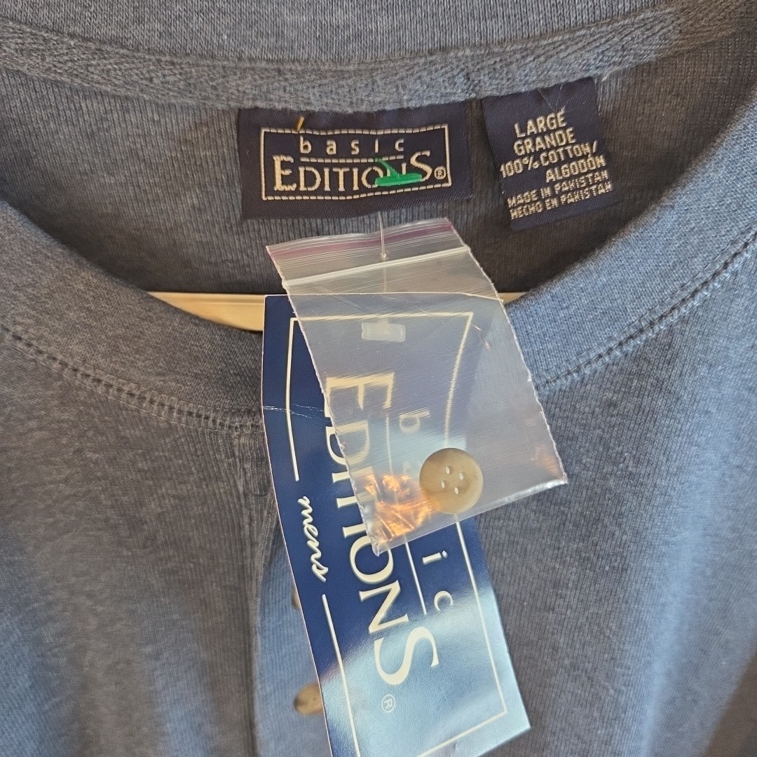 Basic Editions Tshirt Mens L Short Sleeve Blue Pullover With Pocket New