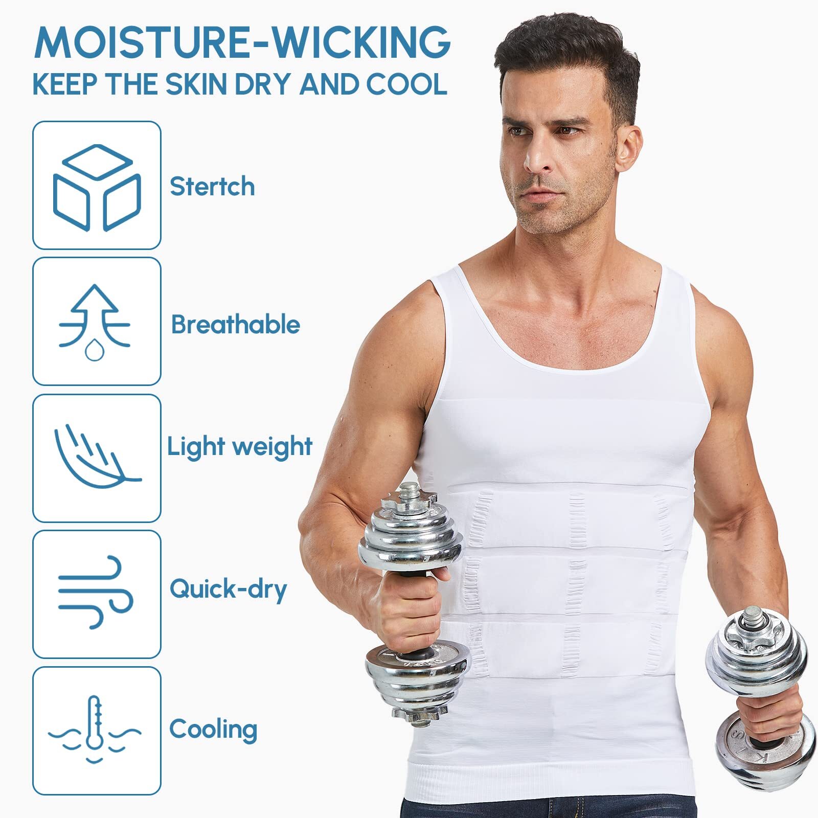 Mens Slimming Vest Abs Abdomen Compression Shirt Workout Tank Tops Body Shaper