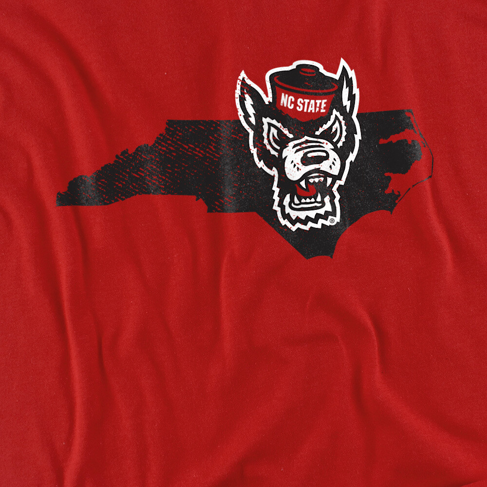 NC State Adult T-Shirt Wolfpack Official State, Red S-5XL