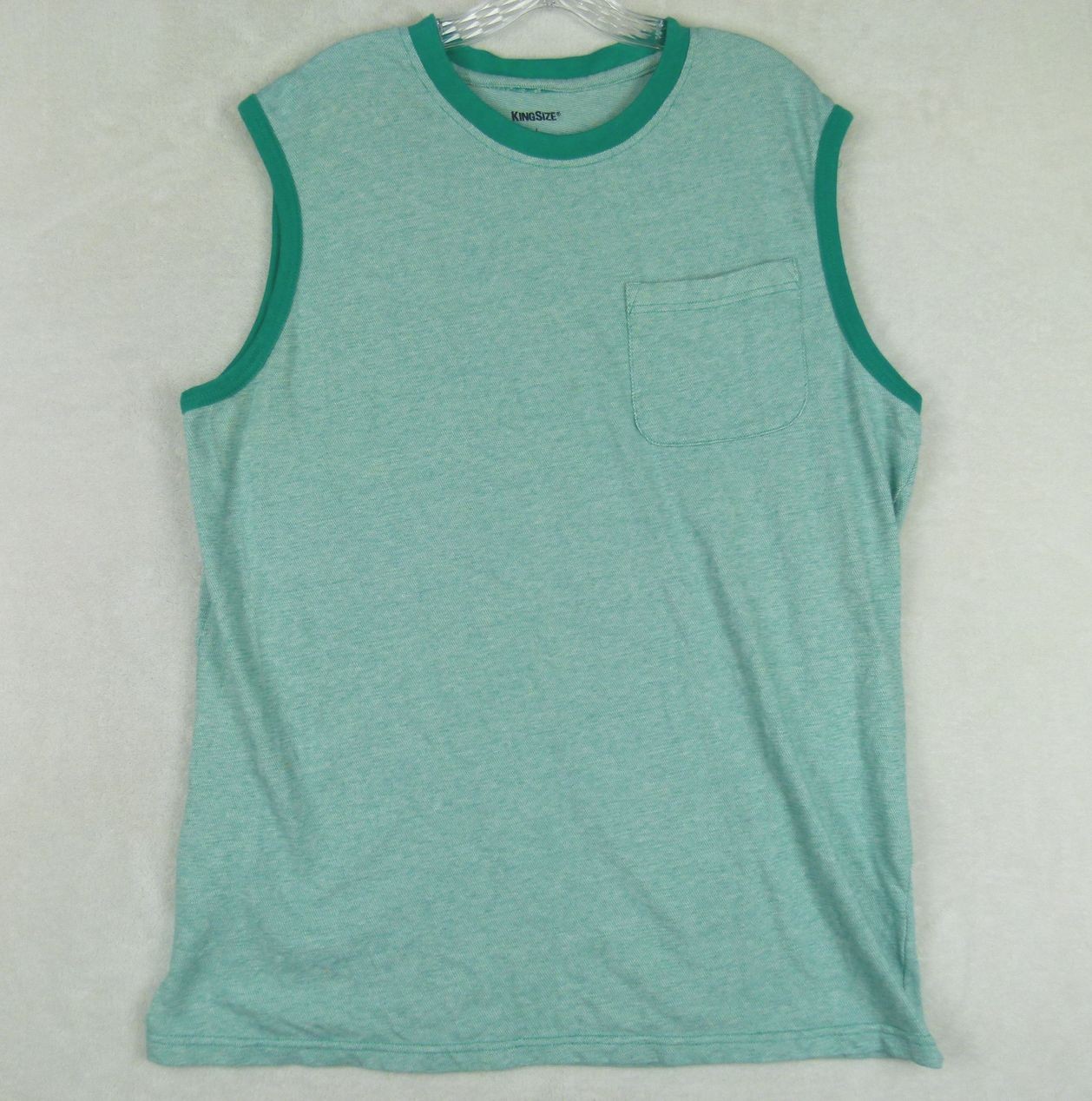 Kingsize Men’s Large Mint Green Solid Tall Cotton T-Shirt Sleeveless