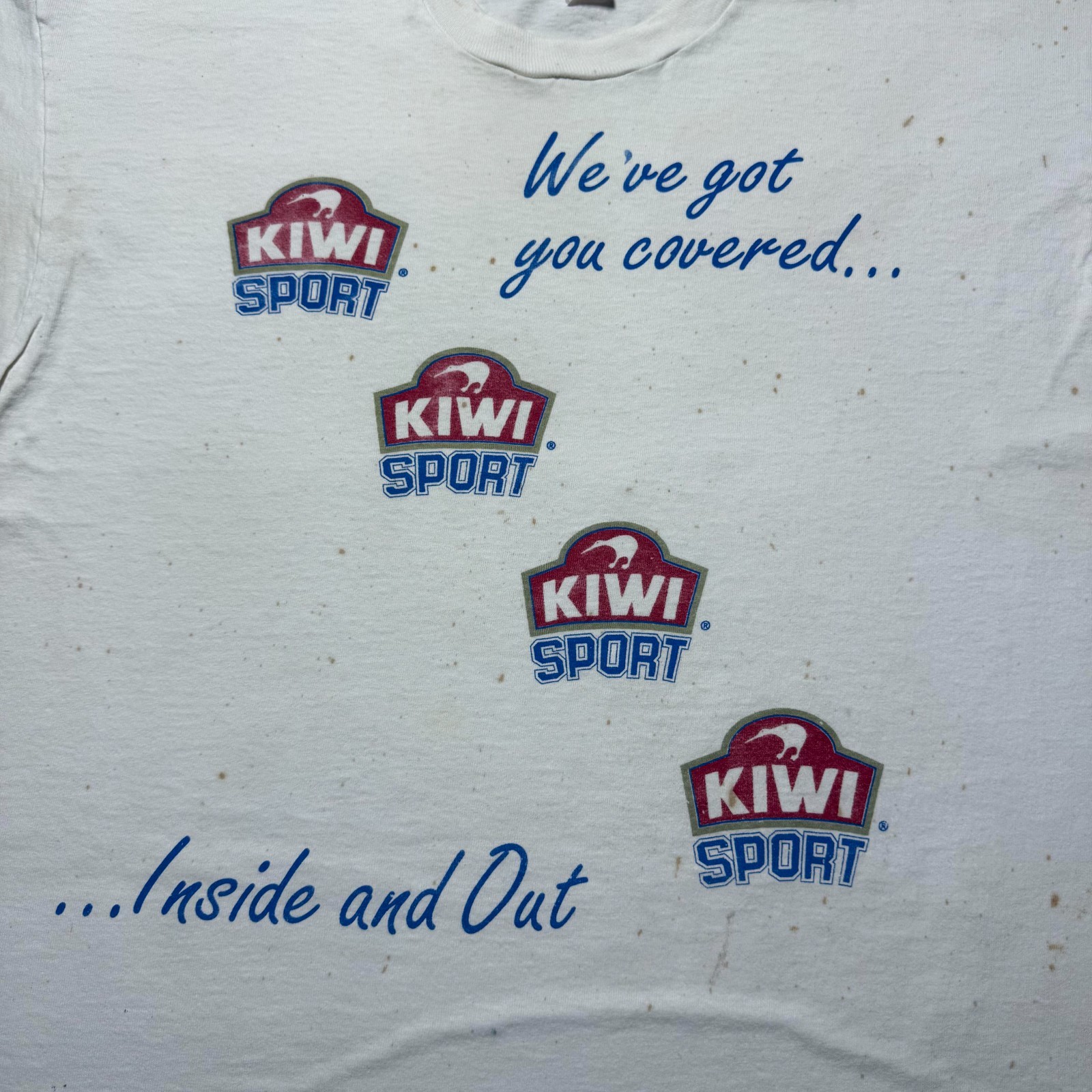Vintage 90s Kiwi Sport Shoe Care Polish Graphic Advertising Promo T-Shirt USA XL