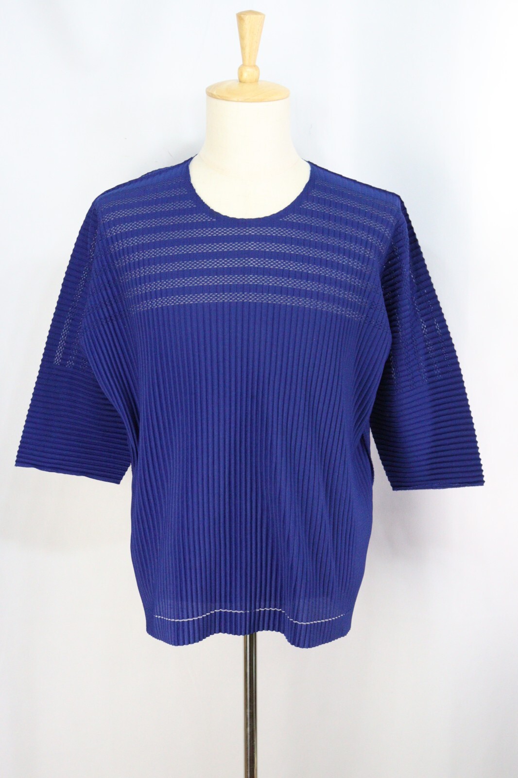 Authentic HOMME PLISSE ISSEY MIYAKE Blue Half Sleeve Men’s Tee Top 160 9157