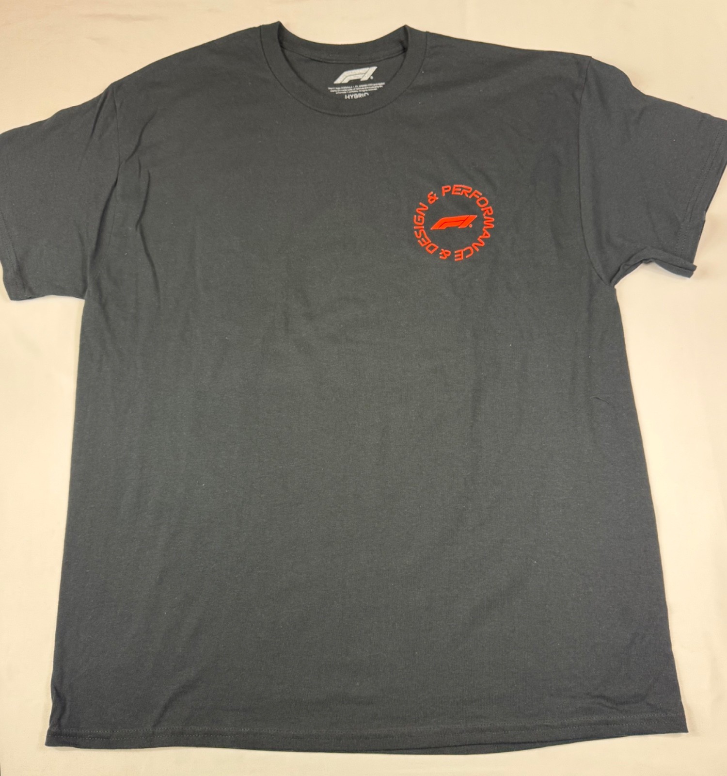 HYBRID APPARAL DARK GRAY AND RED SHORT SLEEVE TEE F1 FORMULA 1
