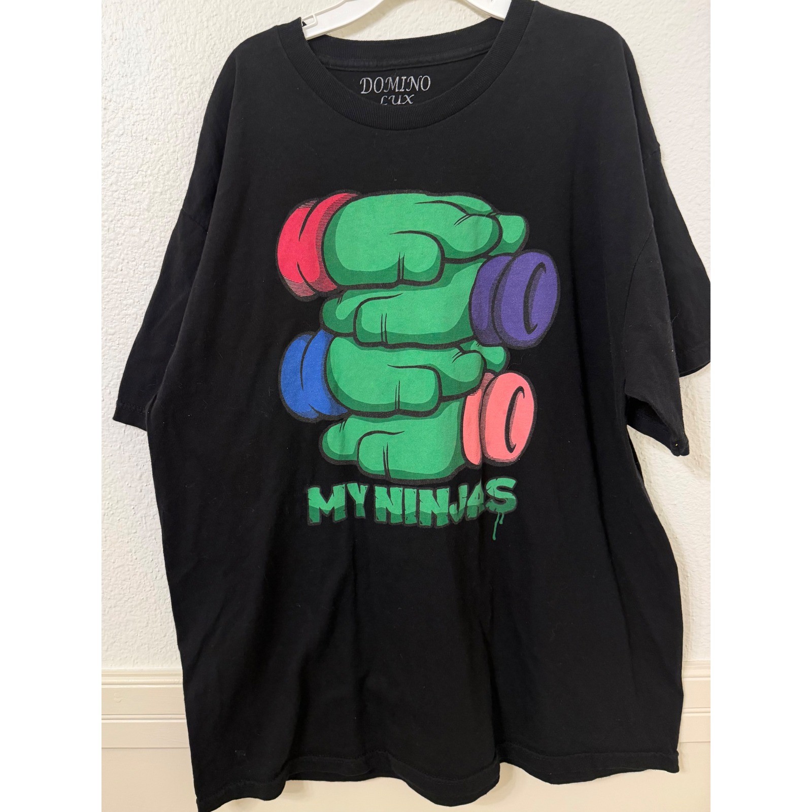 Domino Lux My Ninjas Graphic T-Shirt Mens XL Black Cotton Made in USA Streetwear