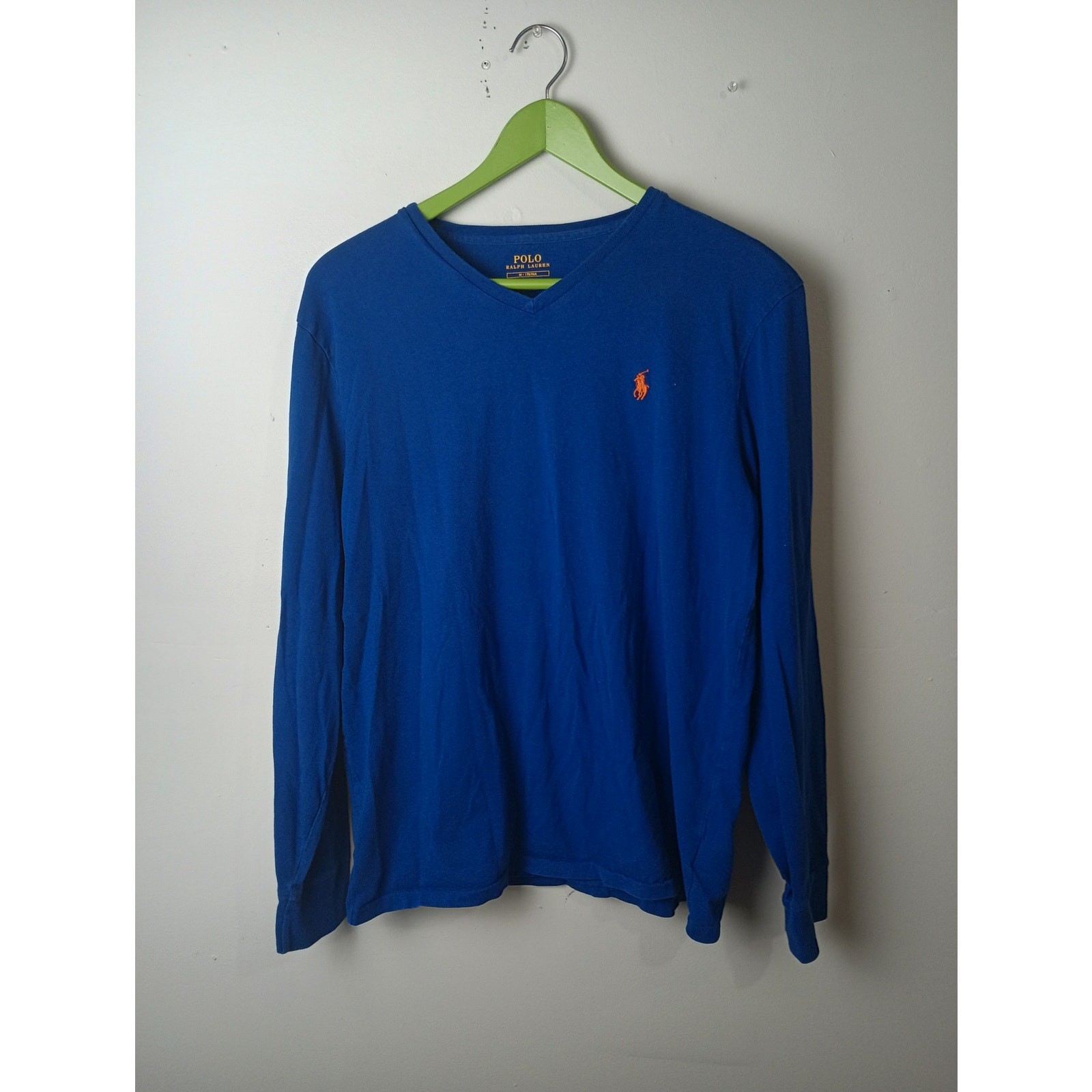 Polo Ralph Lauren Long Sleeve T-Shirt Blue V-Neck Medium Men’s Pull On Preppy