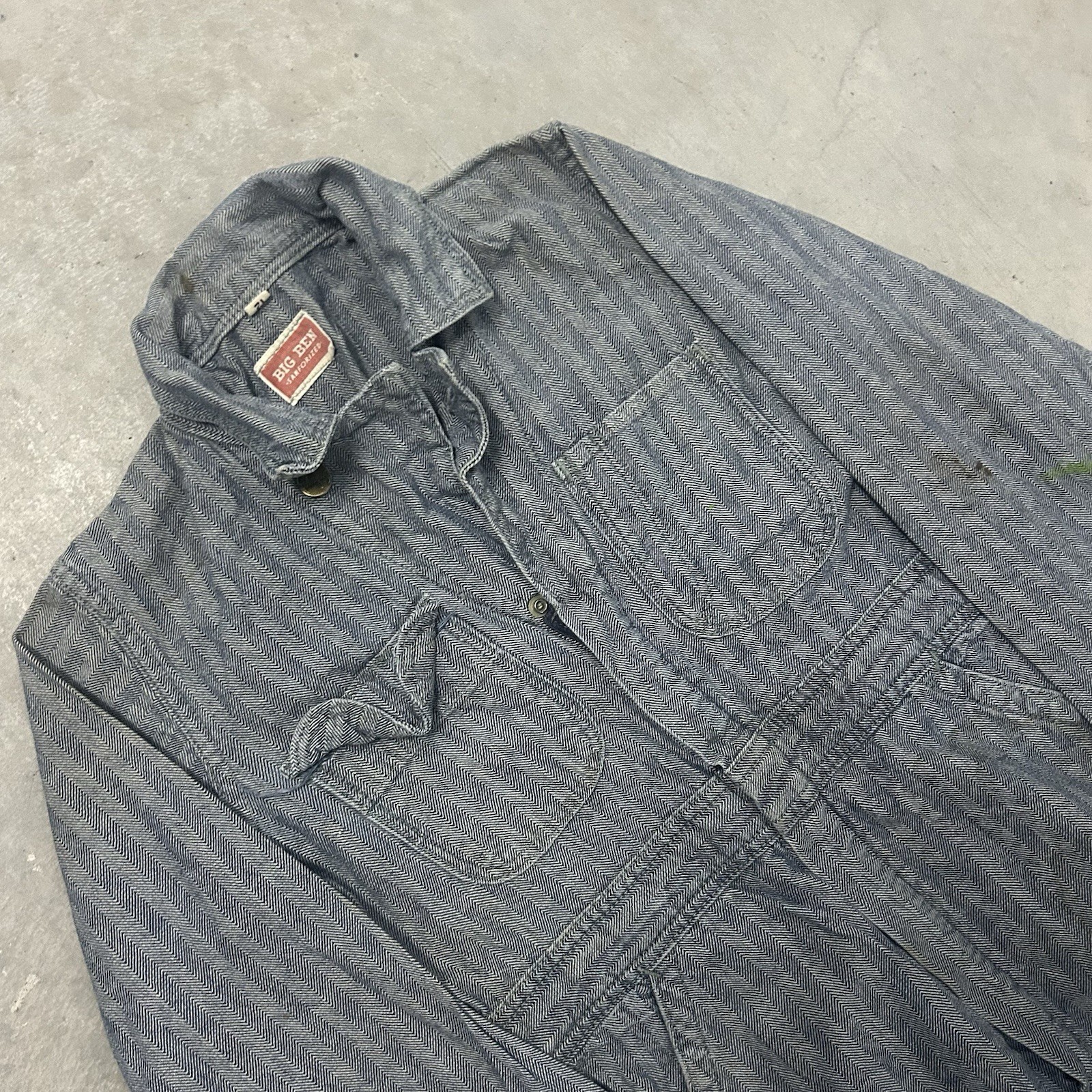 True Vintage 30s/40s Striped Coverall Sanfordized Jumpsuit Distressed Size 12
