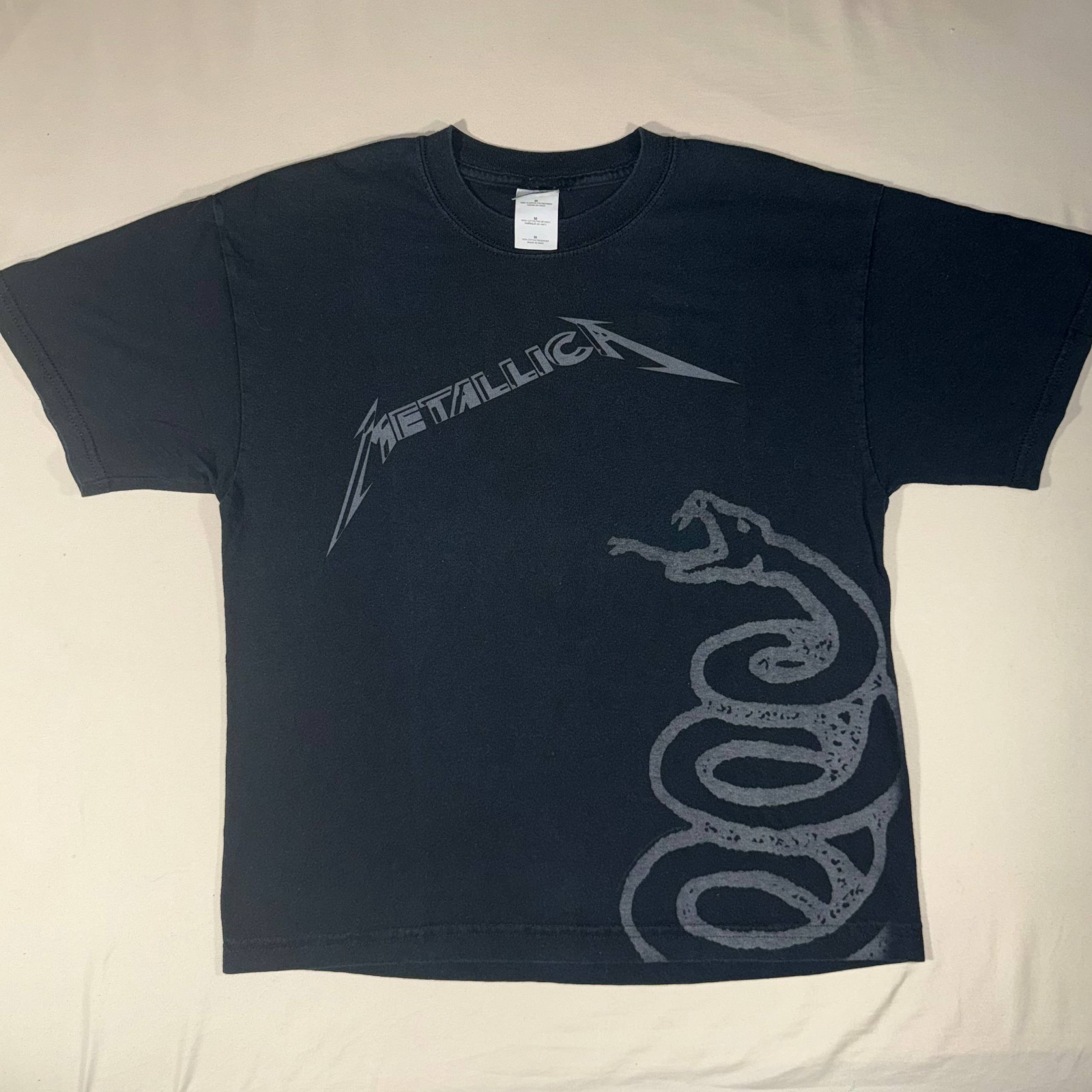 Y2K Metallica Snake Shirt Black Album Heavy Metal Band Tee Altered Hem Size M