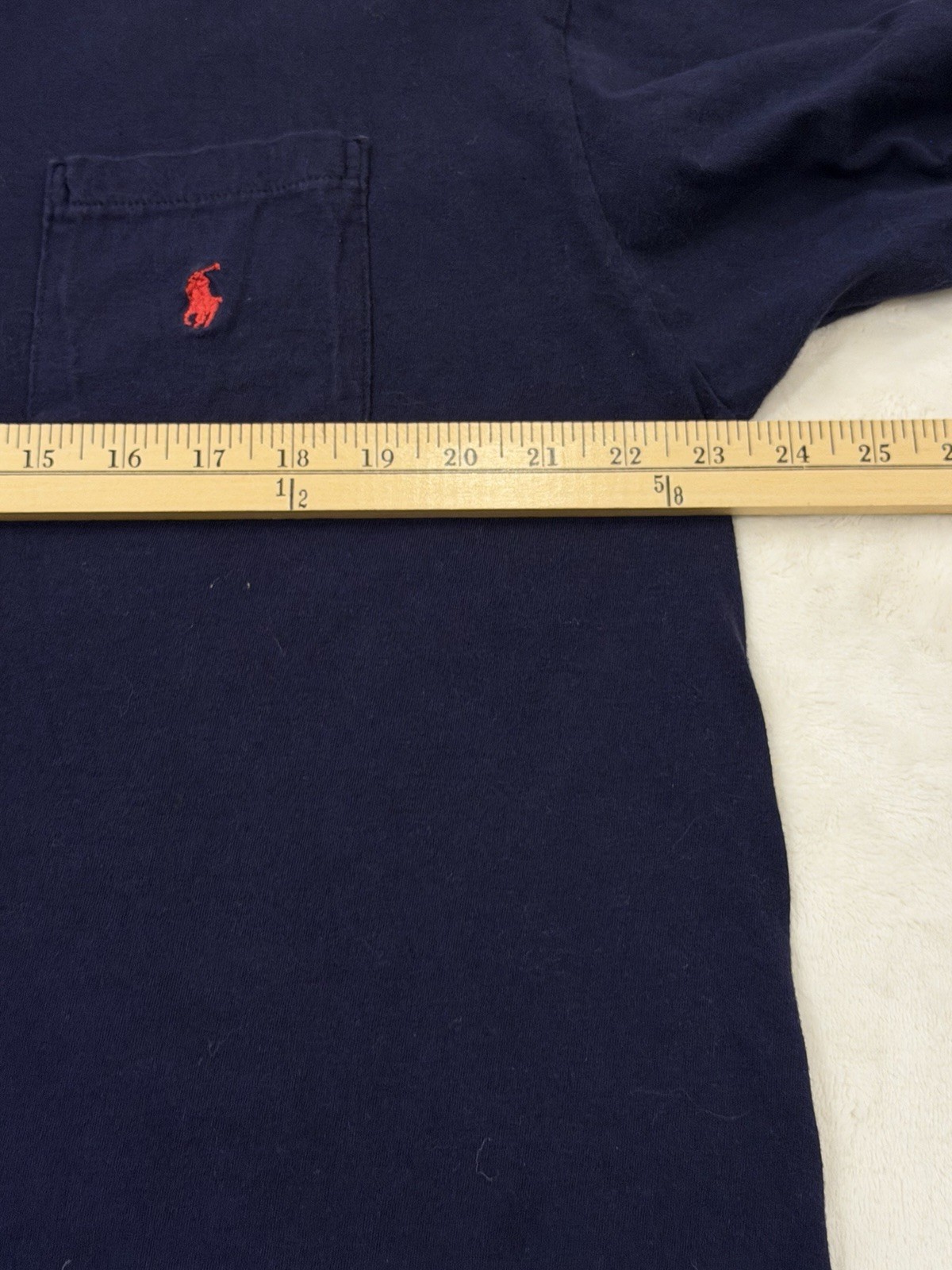 VTG 90s Polo Ralph Lauren Pocket Long Sleeve T-Shirt Mens L Navy Red Pony Preppy