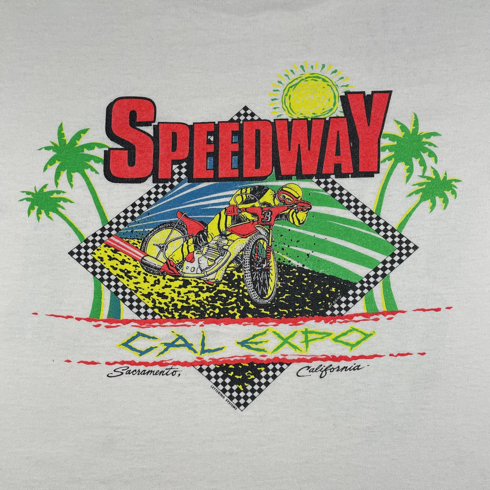 Vintage Speedway Racing Shirt Mens Large National Qualifier Cal Expo Signed 90s