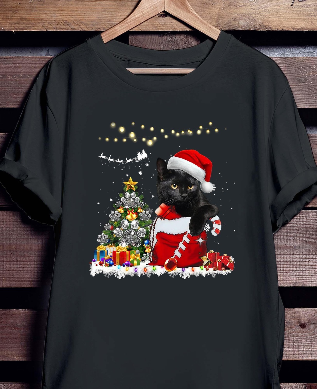 Merry Christmas Lovely Black Cat Men T-shirt Black Unisex LOVELY SHIRT