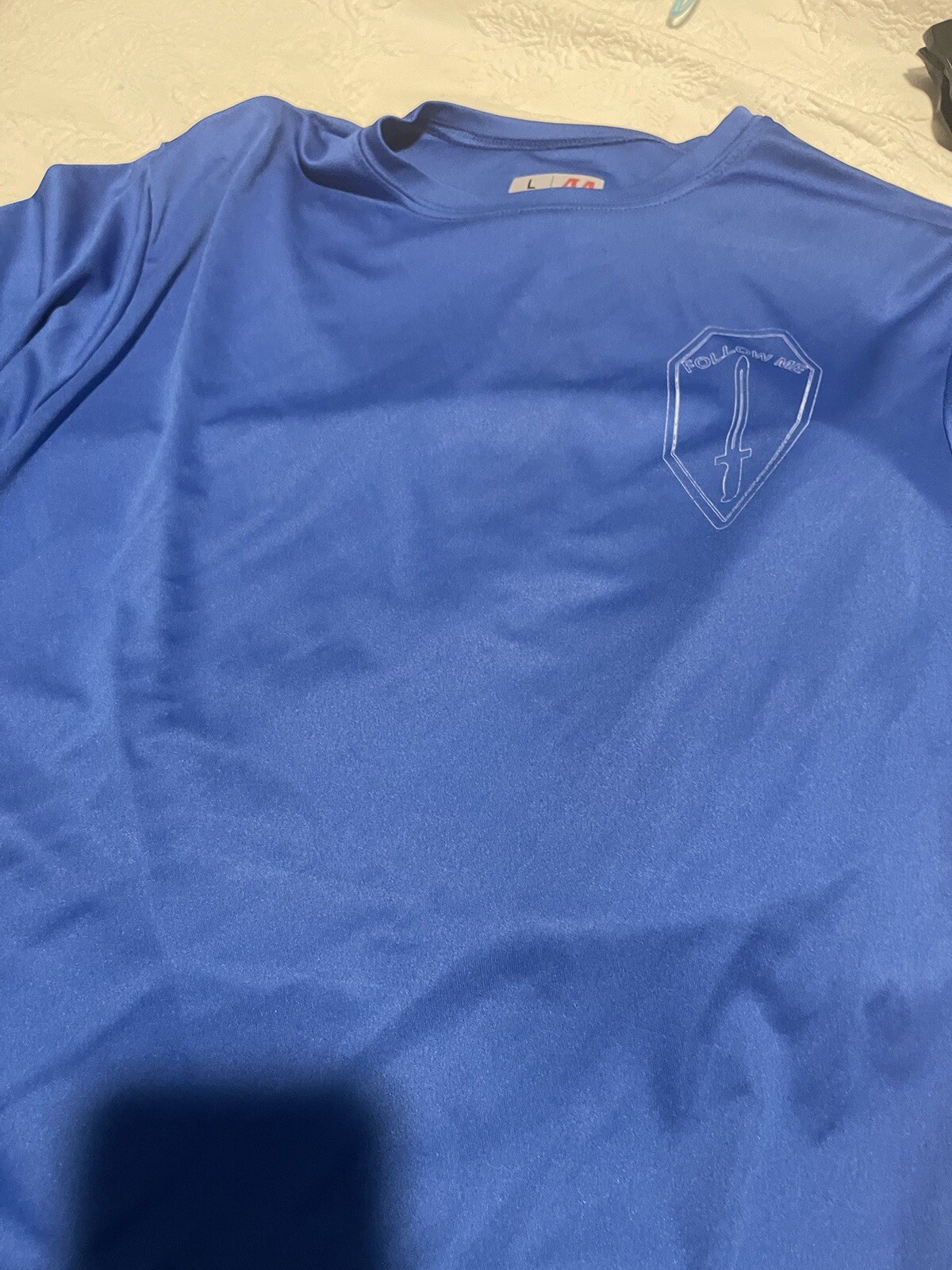 A4 Royal Blue Short Sleeve T-Shirt Size L 22 Pit To Pit 28 Neck To Hem Skater