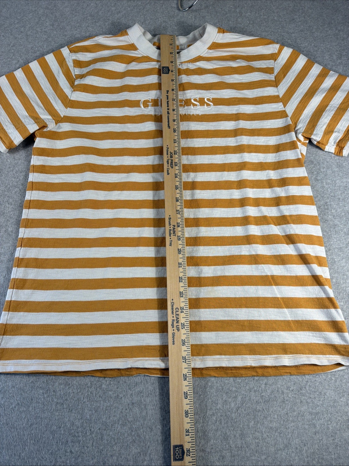 Vintage Guess Jeans USA Striped T‑Shirt Men’s Large 90s Yellow Cotton Logo