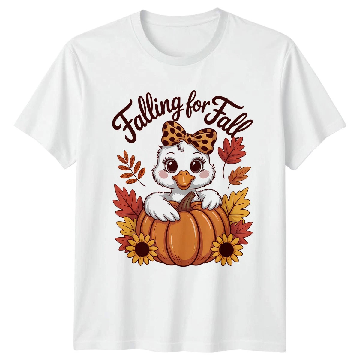 Falling For Fall Autumn Seasonal Duck White T-shirt