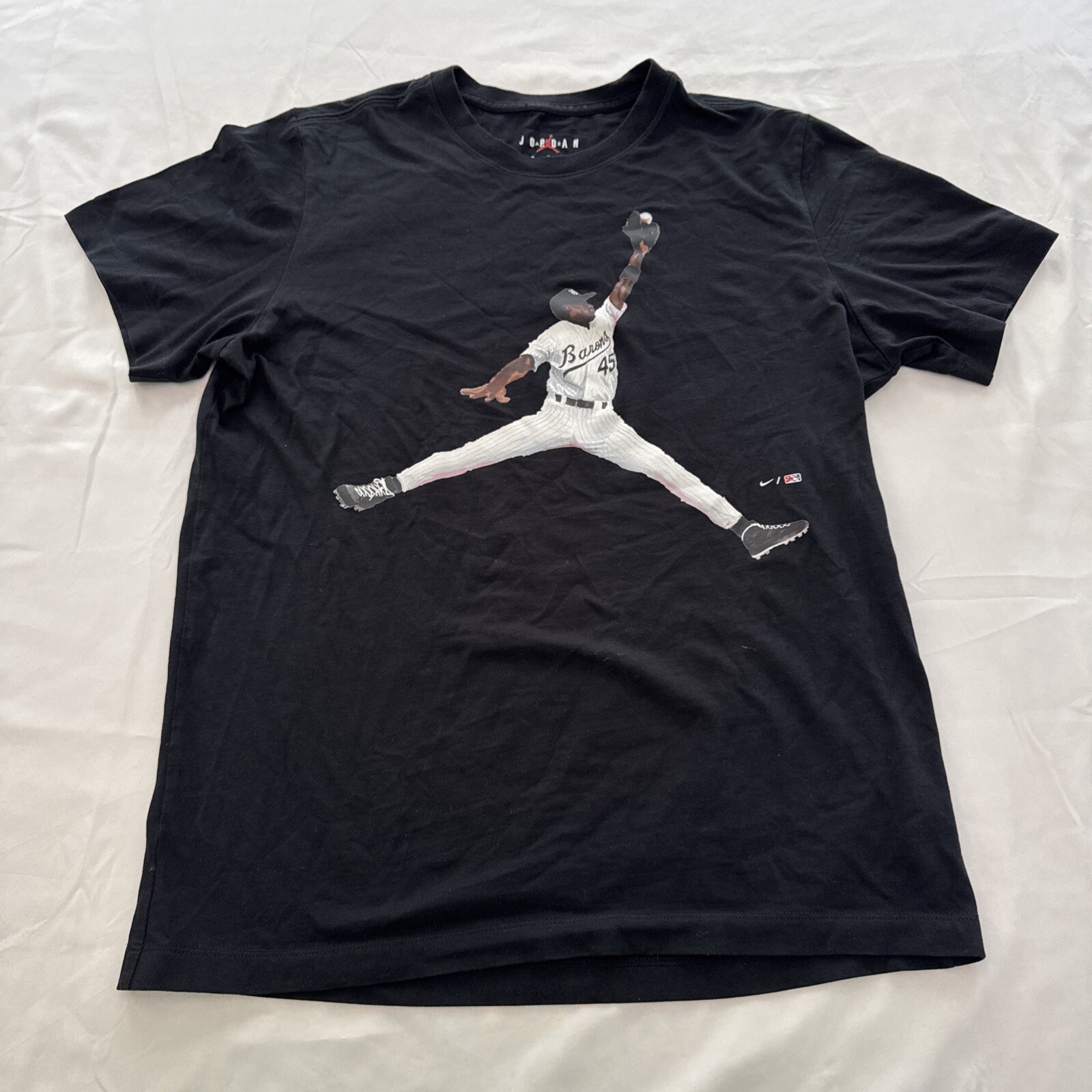 Jordan Shirt Mens Medium Black Birmingham Barons Jumpman Logo Air Baseball