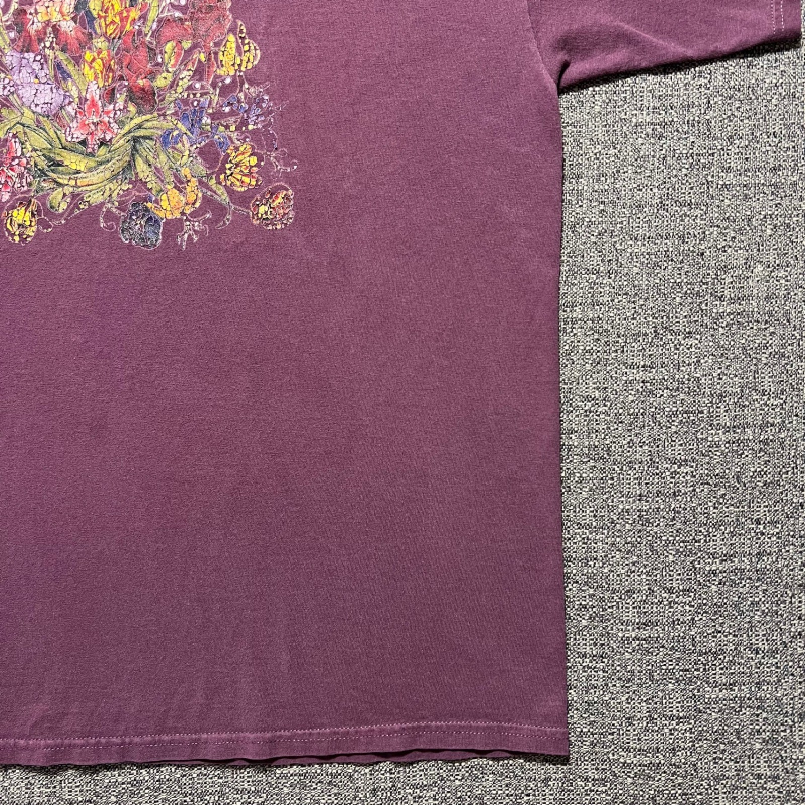 Vintage 90s Lake Tahoe Souvenir T Shirt Mens XL Burgundy Floral Graphic Cotton