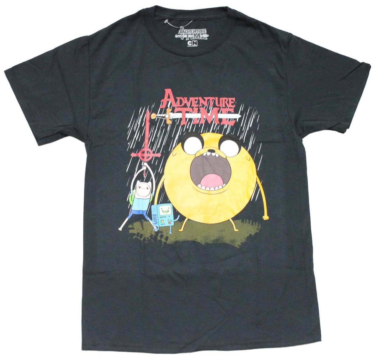 Adventure Time New Adult T-Shirt – Screaming Jake With Finn Under Name