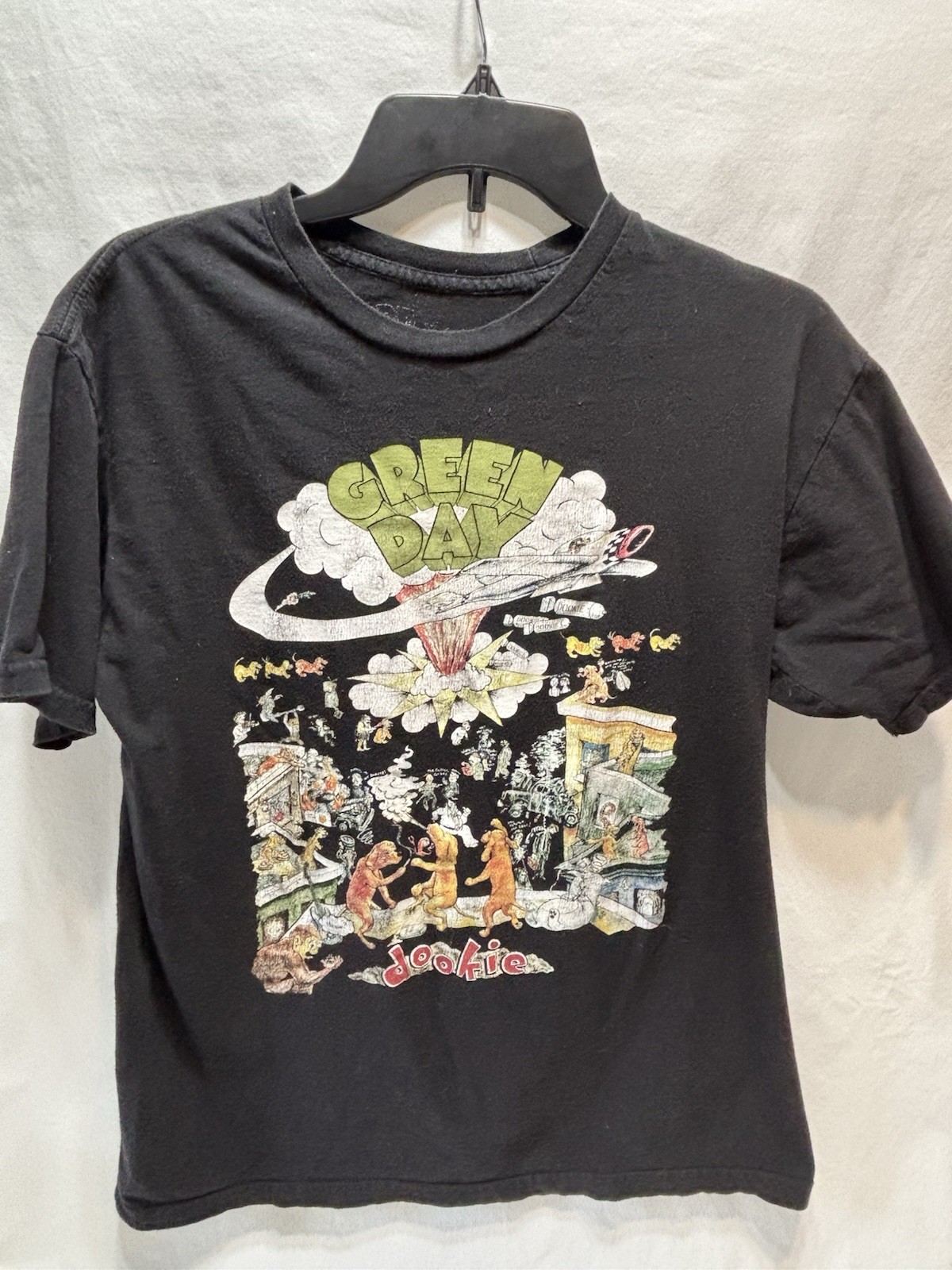 Green Day Black T Shirt Adult Medium Multi Colored Graphic Dookie Album Cover
