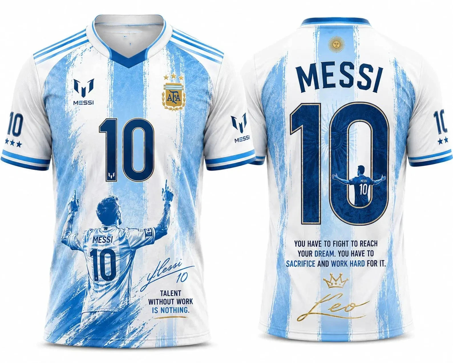 New Men S-5XL Messi 10 Football Shirt Argentina Fan Number 10 Jersey Q4ED02