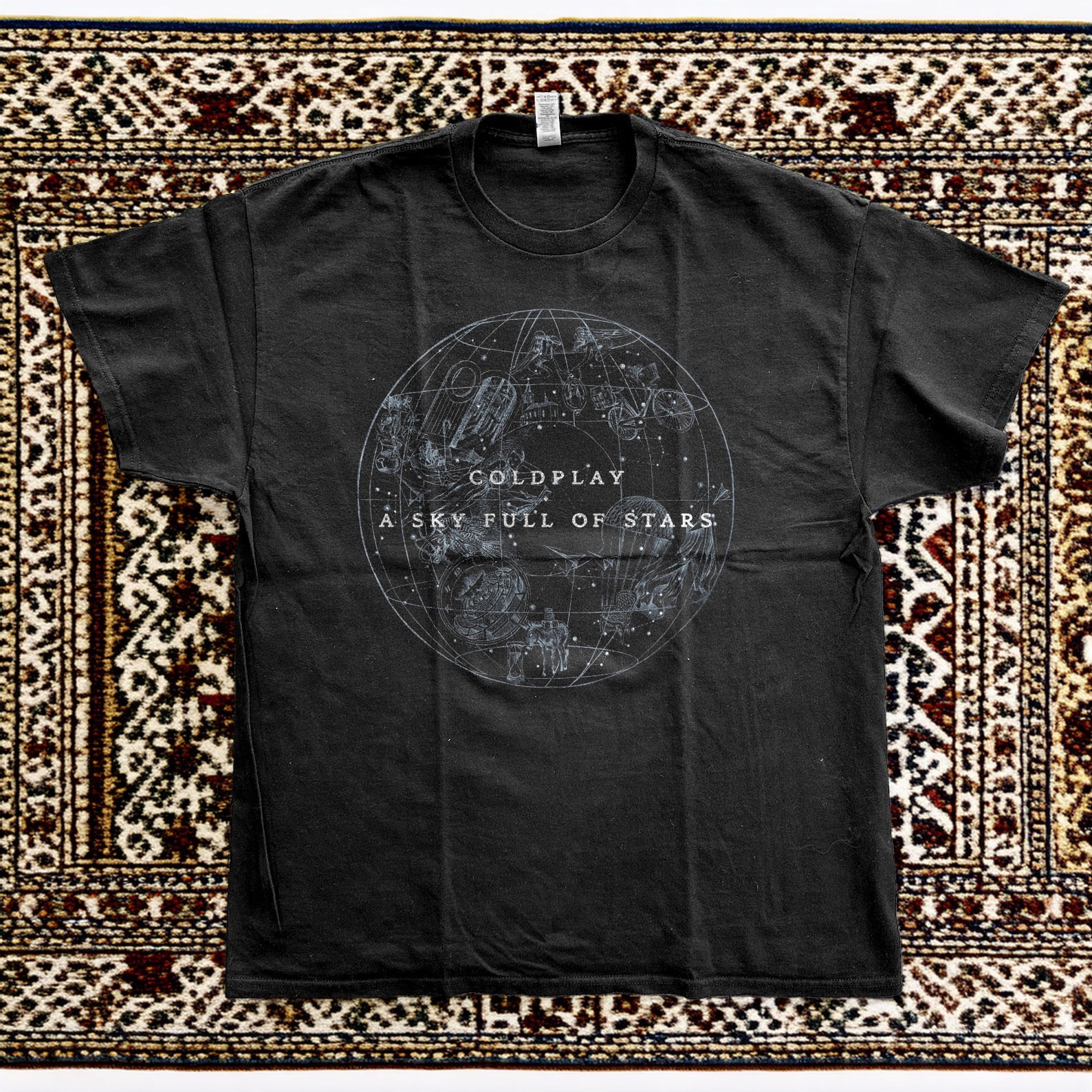 Coldplay A Sky Full Of Stars Navy Basic Unisex T-Shirt Size Black Cotton T-shirt