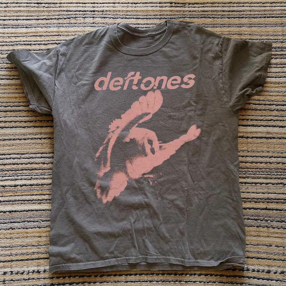 Deftones Band Graphic Shirt, 90s Grunge Rock Music Charcoal Heavy Cotton T-Shirt