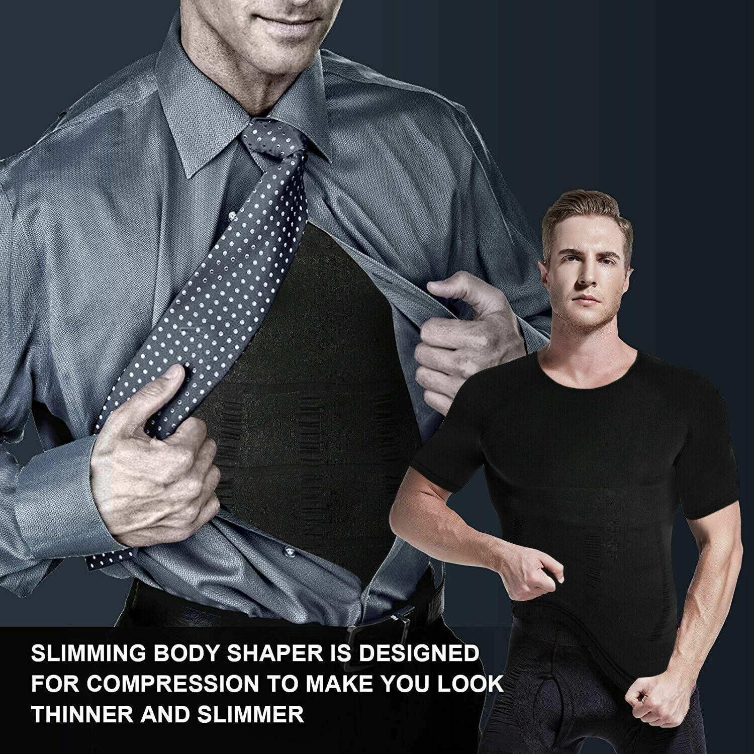 Men Slimming Body Shaper Gynecomastia T-shirt Posture Corrector Vest Compression