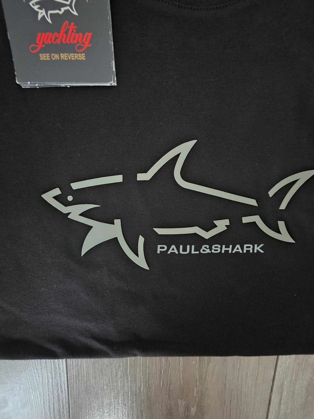 Paul & Shark Mens Big Shark Logo Black T-Shirts Cotton S M L XL XXL