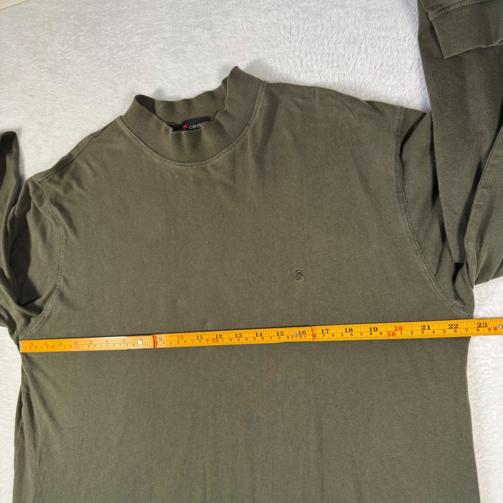 Pierre Cardin Mock Neck Shirt Mens L Olive Green Long Sleeve Sustainable Cotton