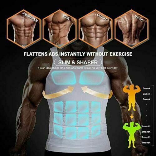 Men’s Chest Compression Shaping Vest Tummy Control Shirt Hide Gynecomastia Moobs