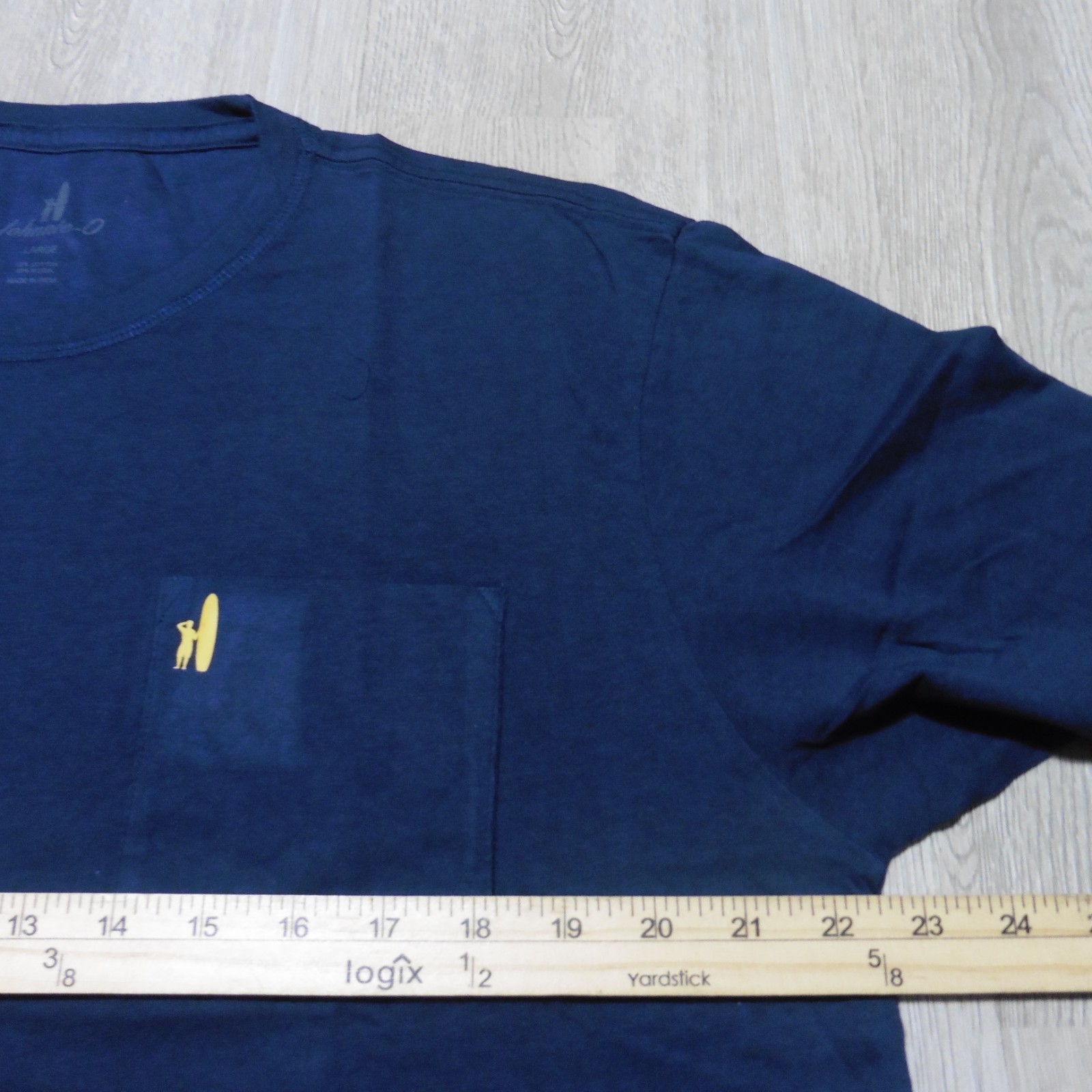 JOHNNIE O Mens L LARGE T SHIRT WAVE RIDER NAVY BLUE YELLOW DALE 2.0 GOLF TEE