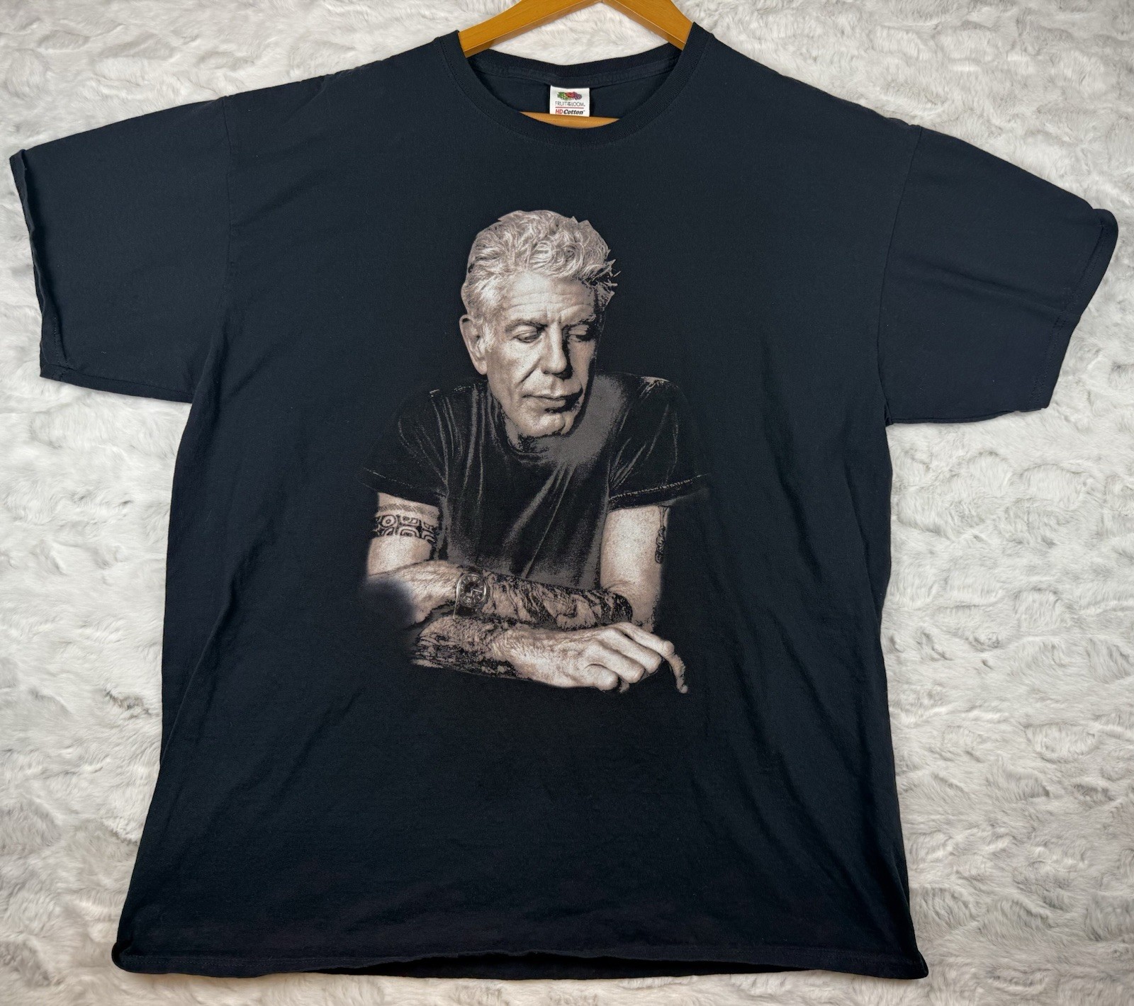 XL Anthony Bourdain Black And White Portrait T-Shirt Chef Travel Channel Y2K