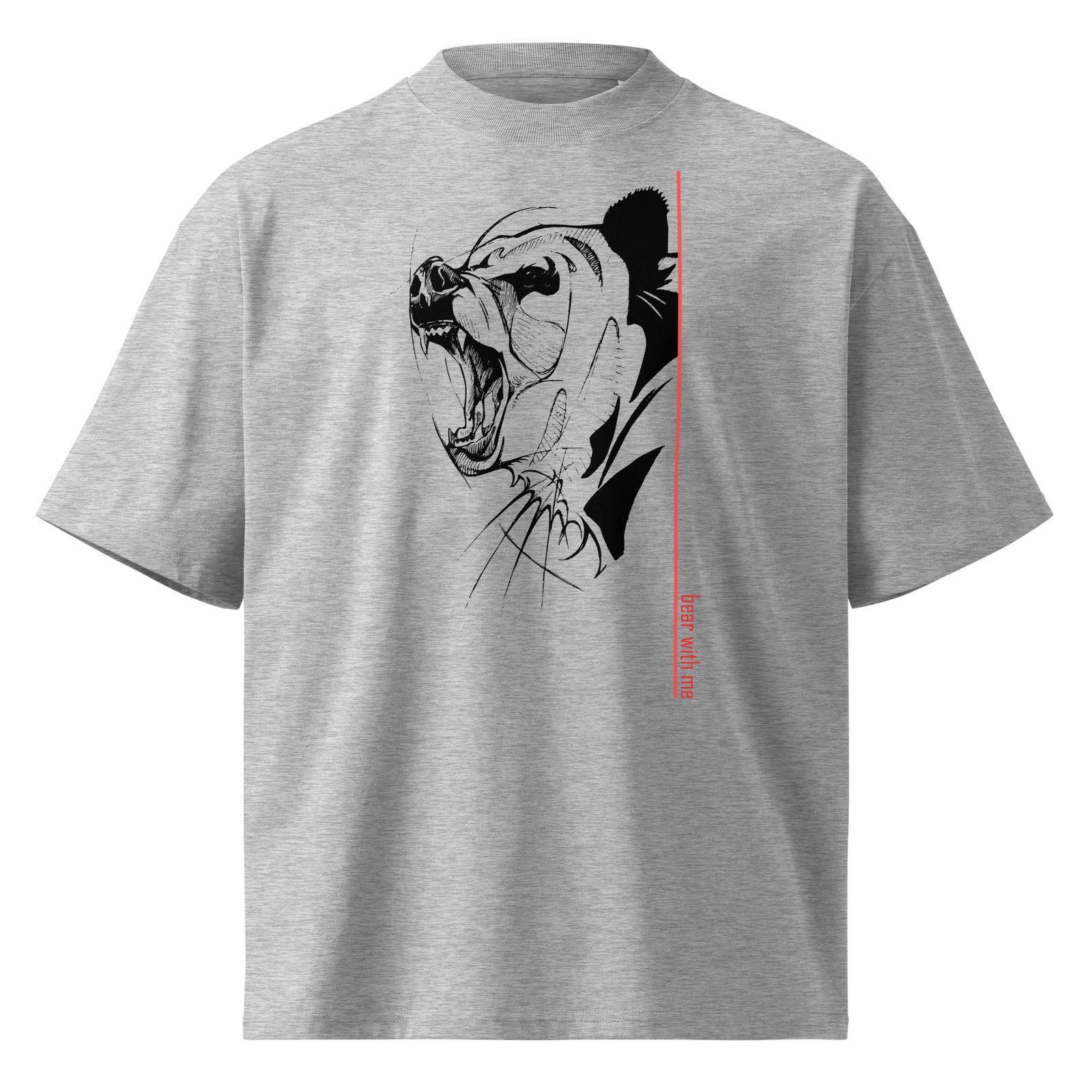 “Bear With Me” Unisex Organic Oversized High Neck T-Shirt