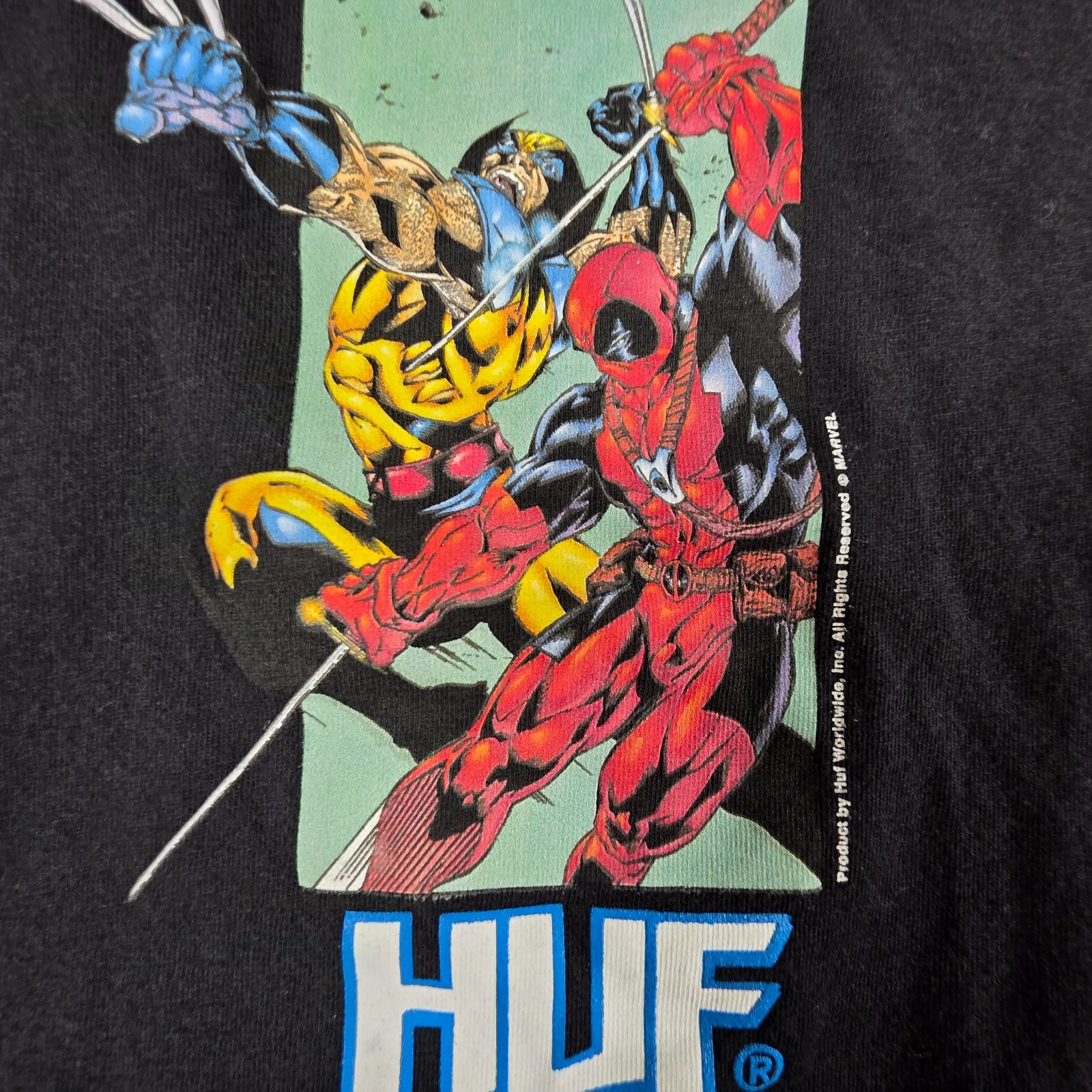 HUF x Marvel Deadpool & Wolverine Hack ‘n Slash Large Long Sleeve T-Shirt Black