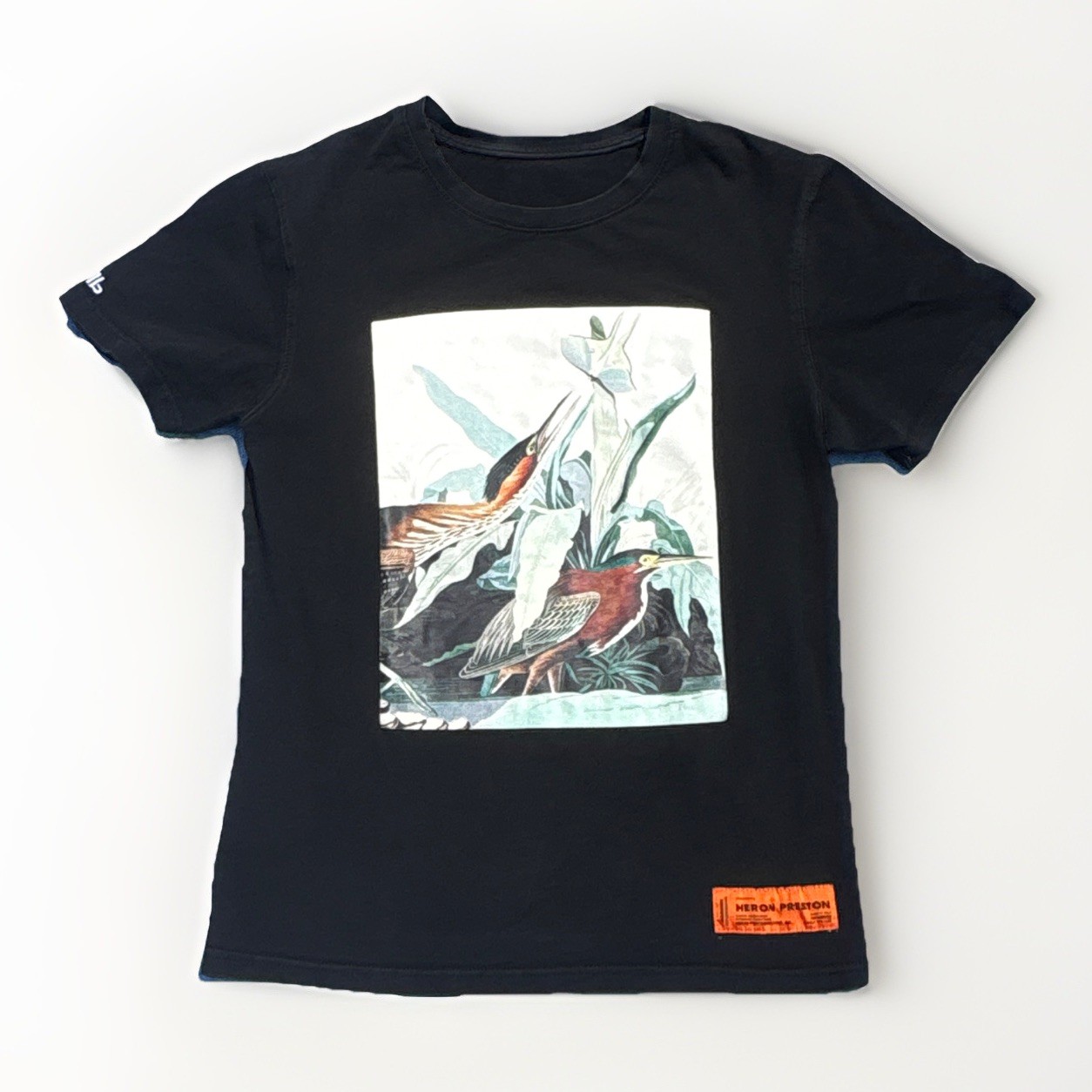 Heron Preston Green Heron Graphic T-Shirt Black Cotton Streetwear Size S/M