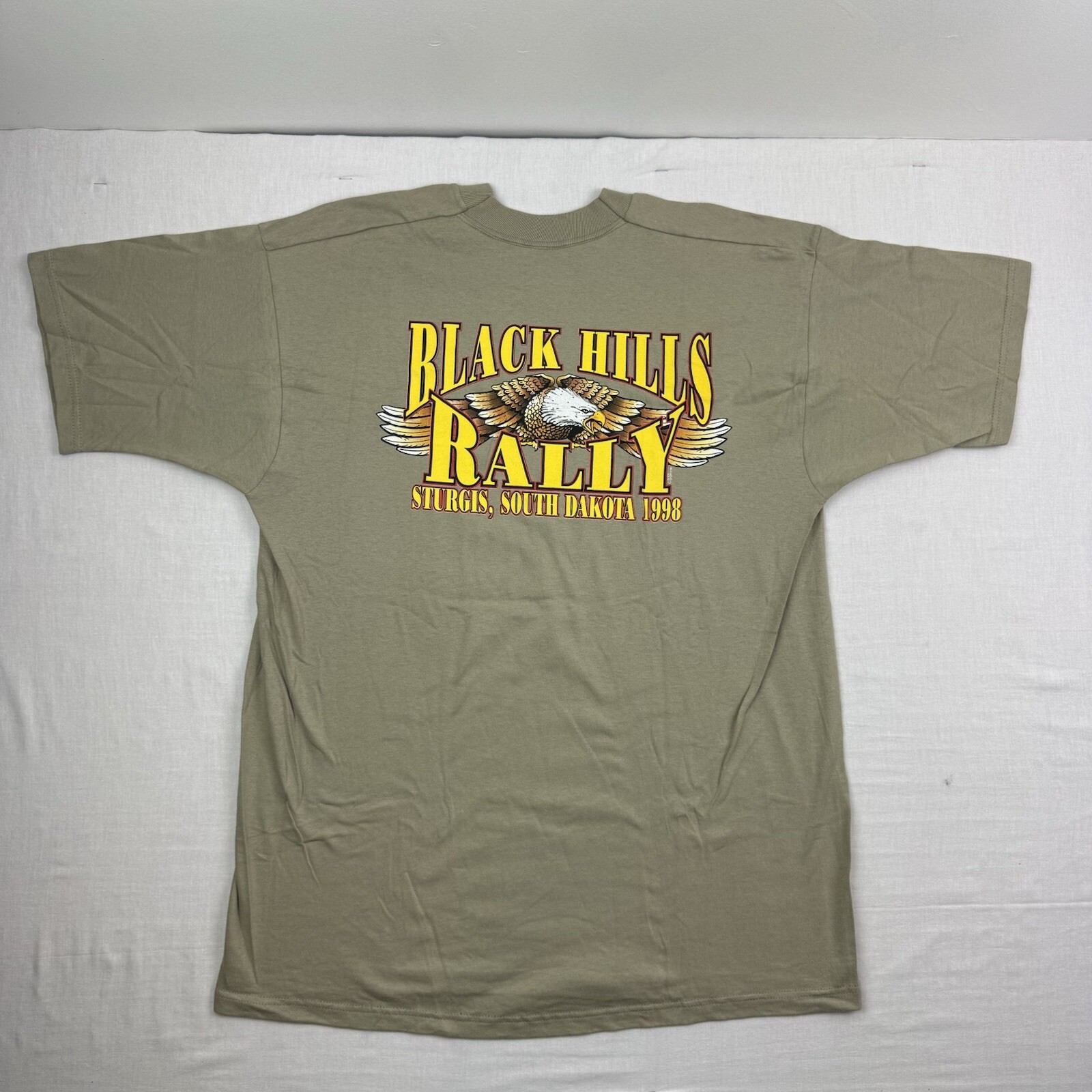 Vintage Sturgis T Shirt Adult XL Tan Black Hills Biker Rally 1998 Motorcycle 90s