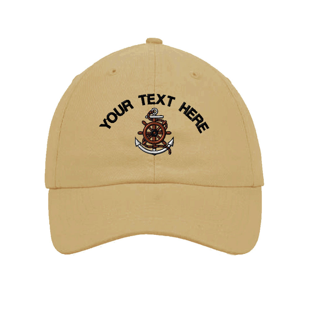 Custom Text Captain Wheel Embroidery Embroidered SOFT Unstructured Hat Cap