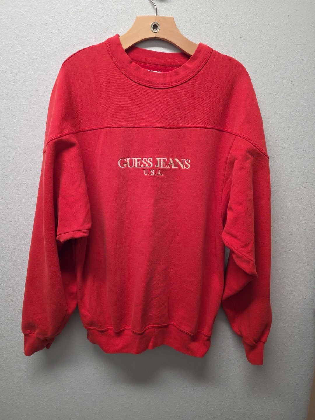 Vintage Guess Jeans Shirt Size Medium Red Longsleeve Georges Marciano USA 90s