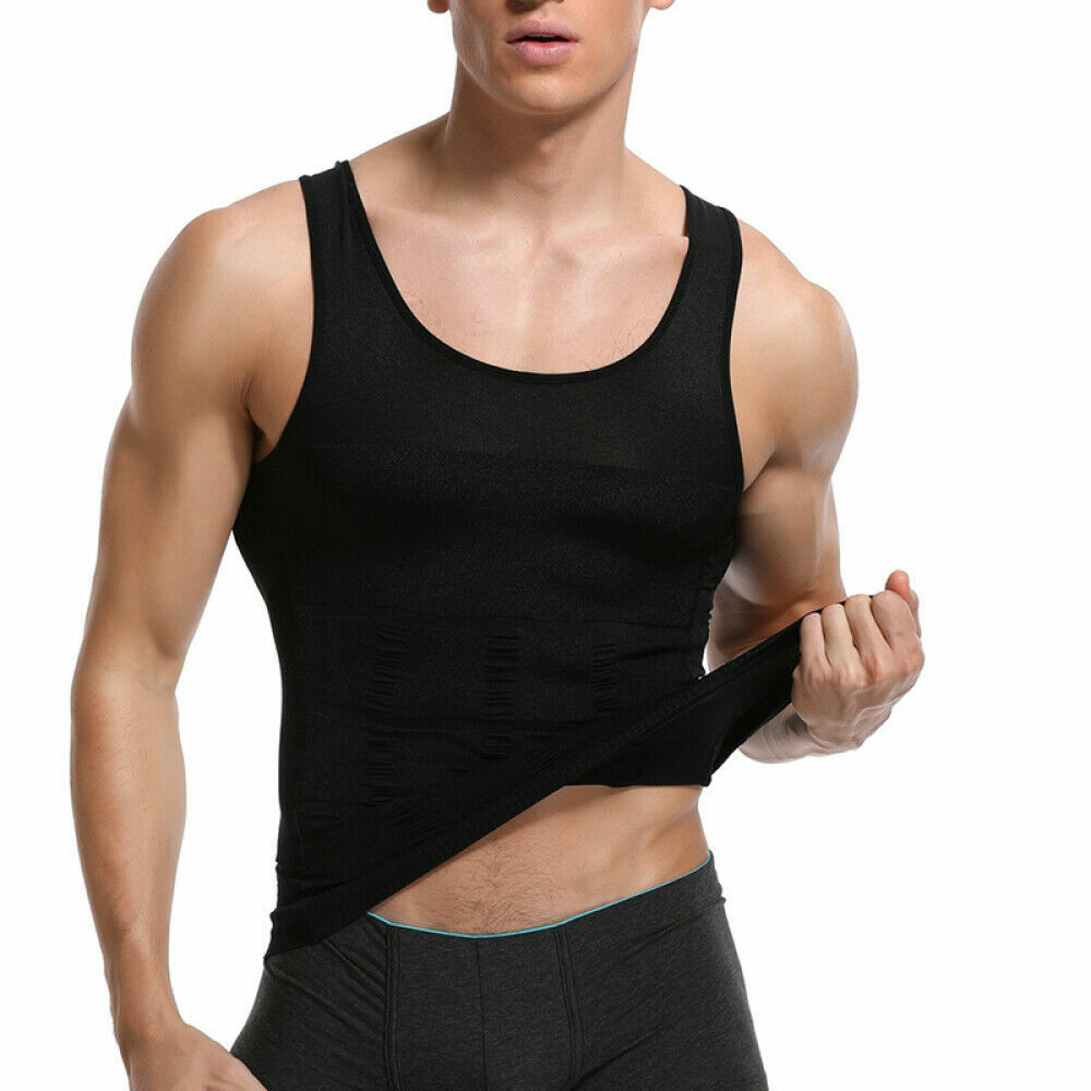 Men’s Shaper Cooling T-Shirt Compression Tummy Vest Underwear Slimming Tank Tops
