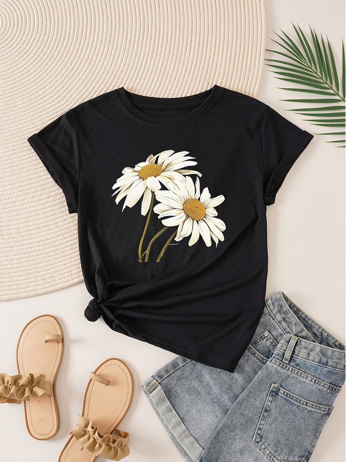 Women’s Printed Shirt Fashion Floral Print T-Shirt Casual T-Shirt Top Pullover♮