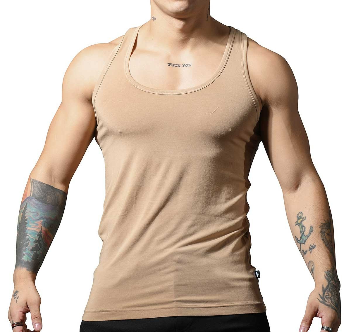 Andrew Christian Size Large Athletic Slim Cut Modal Tank Top – Sand Tan