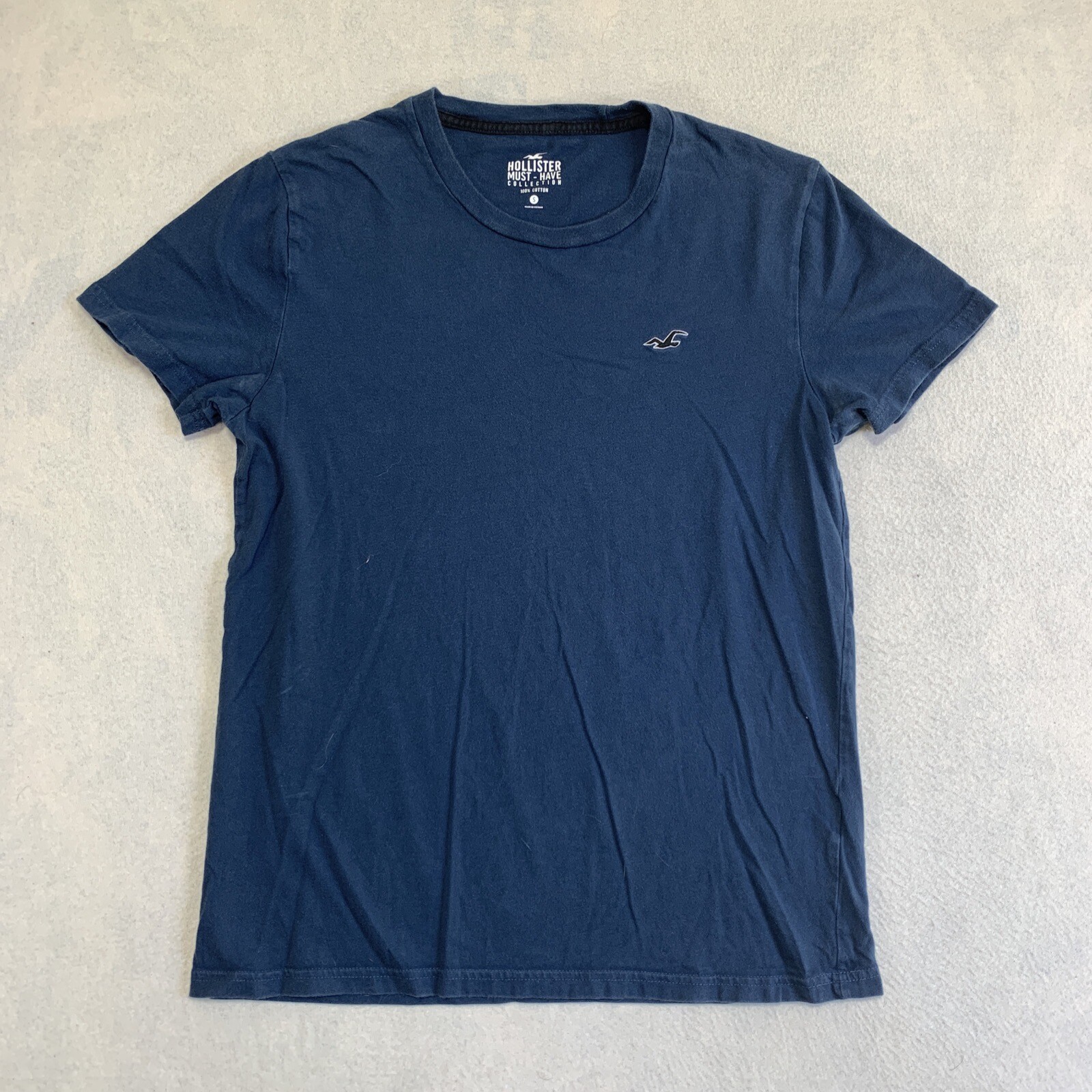 Hollister T Shirt Mens Small Blue Must Have Collection Logo 100% Cotton
