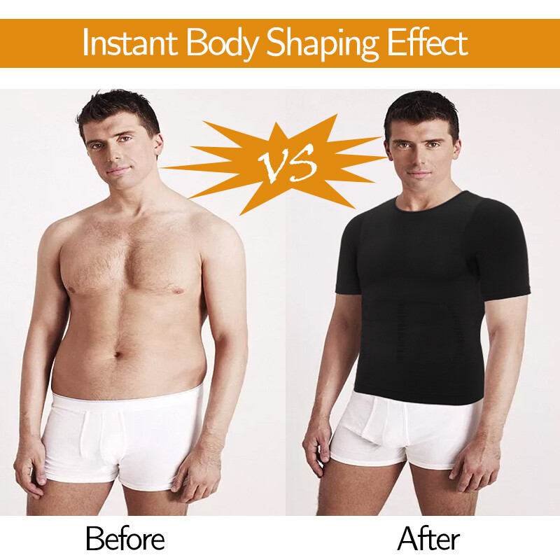 Men’s Slimming T-shirt Weight Loss Body Shaper Tank Tops Chest Compression Shirt