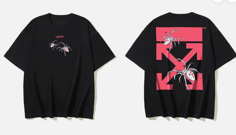 Off-White Character Print Black Logo T-Shirt Men’s Streetwear Tee S-5XL
