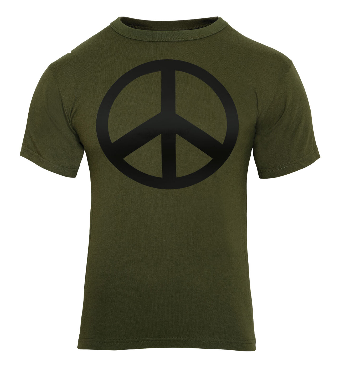 Olive Drab Peace T-Shirt Retro Symbol Sign Logo Fashion Tee