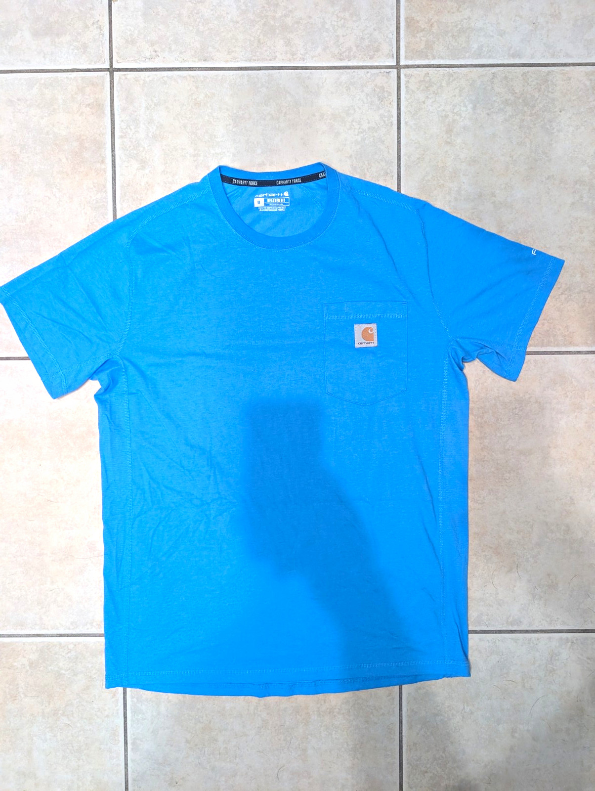 Carhartt Force Shirt Mens M Blue Relaxed Fit Short Sleeve Pocket Tee TK6652-M
