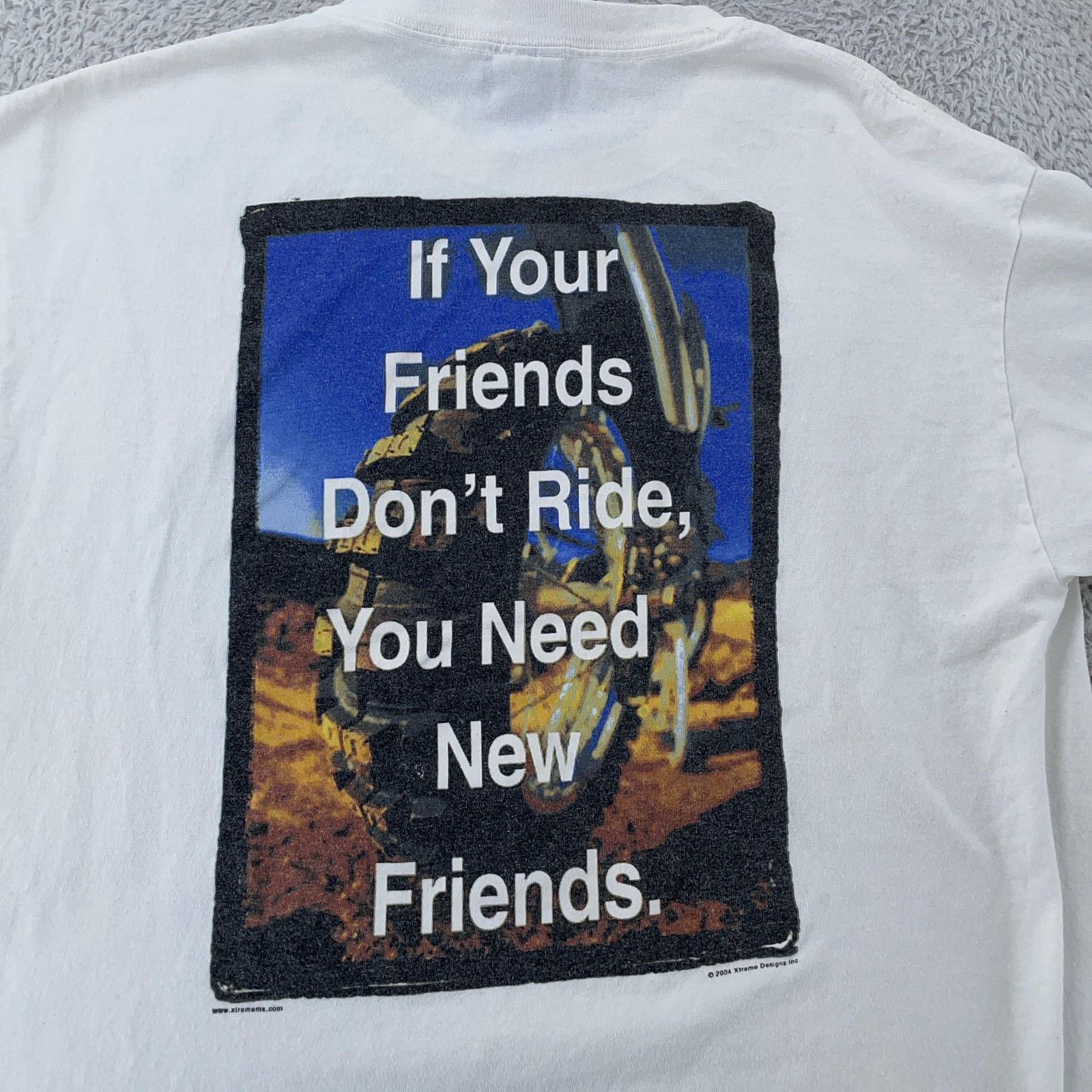 Vintage Xtreme Motocross Shirt Mens Medium White 2004 Motorcycle Graphic 00s